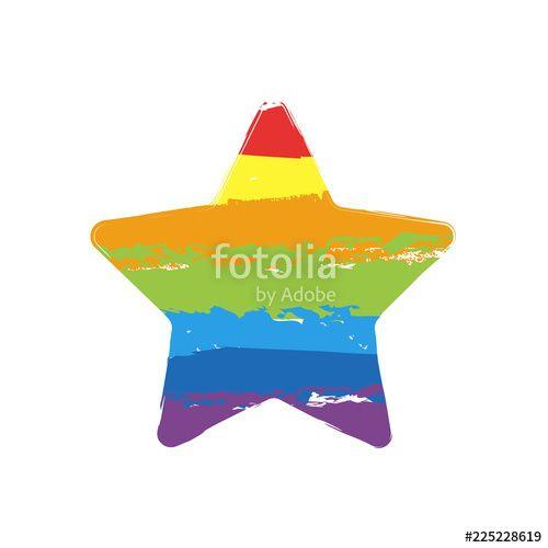 Green Rainbow Yellow Red Blue Logo - Star icon. Drawing sign with LGBT style, seven colors of rainbow ...