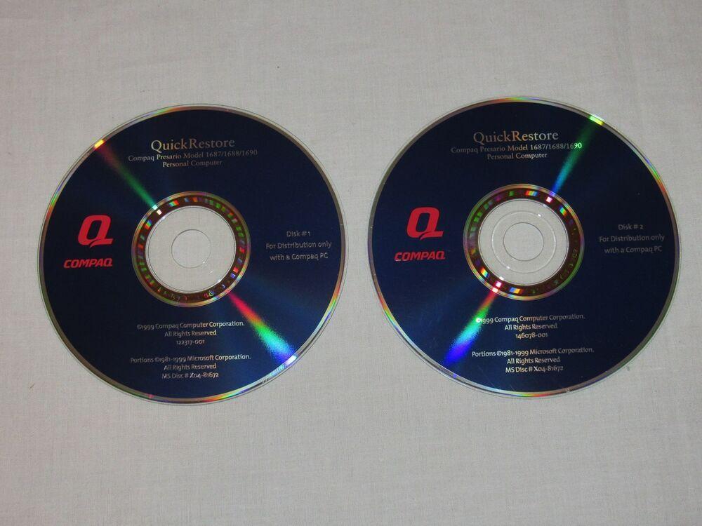 1999 Compaq Logo - Compaq Presario 1687 1688 1690 Quick Restore CD Disc Disk 122317 001