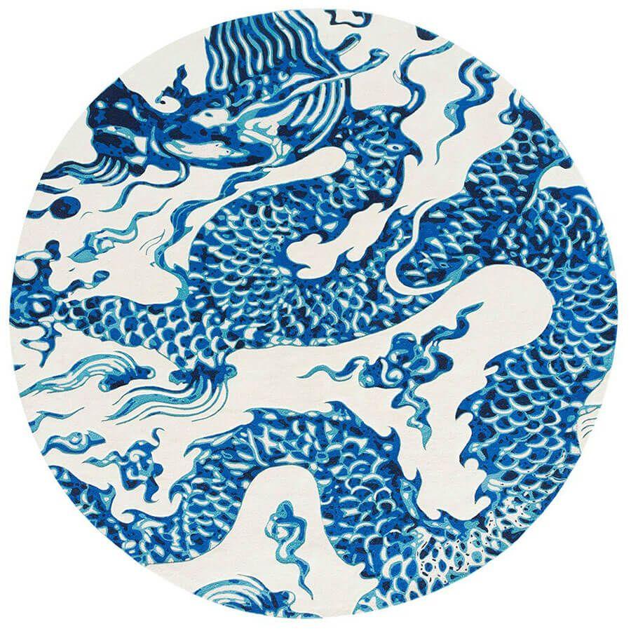 Chinese Blue Dragon Logo - Gandia Blasco Blue China - Chinese Dragon Drawing Rug Round - Colors ...