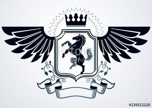 Horse Eagle Logo - Heraldic Coat of Arms decorative vintage emblem, vector illustration ...