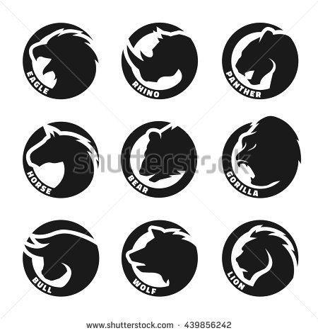 Horse Eagle Logo - Set animal logos. Eagle, rhinoceros, panther, horse, bear, gorilla ...