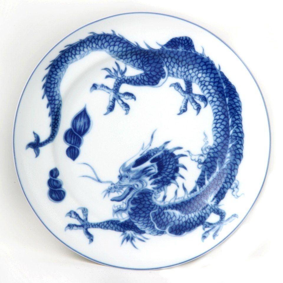 Chinese Blue Dragon Logo - Blue Dragon Dessert Plate with Dragon - Elizabeth Bruns, Inc.