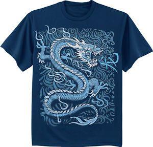 Chinese Blue Dragon Logo - Men's t-shirt blue dragon design tribal Chinese art design tee shirt ...