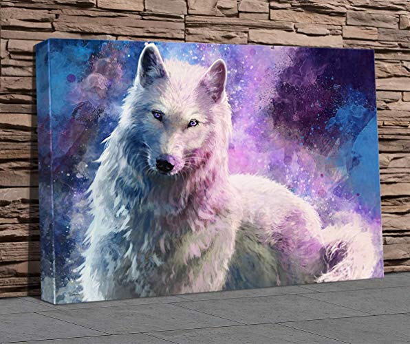 White and Purple Wolf Logo - White Wolf Galaxy Canvas Print Canvas Art