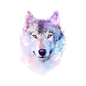 White and Purple Wolf Logo - Watercolor Wolf Blue Purple and White