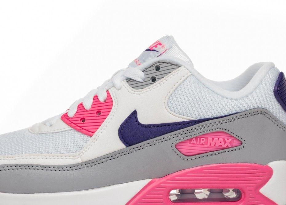 White and Purple Wolf Logo - Nike Wmns Air Max 90 (White / Court Purple - Wolf Grey - Laser Pink ...