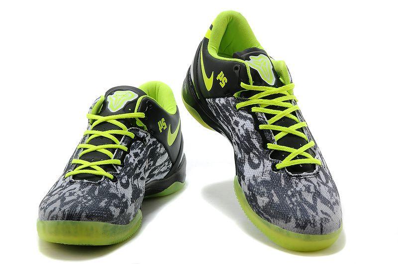 Grey and Green Q Logo - Men Nike Kobe 8 System Basketball Shoes Gray Black Fluorescent Green ...