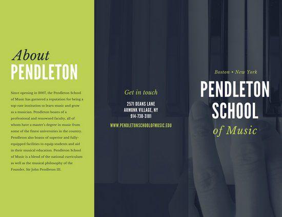 Grey and Green Q Logo - Green Grey Piano Music School Bold Trifold Brochure - Templates by Canva