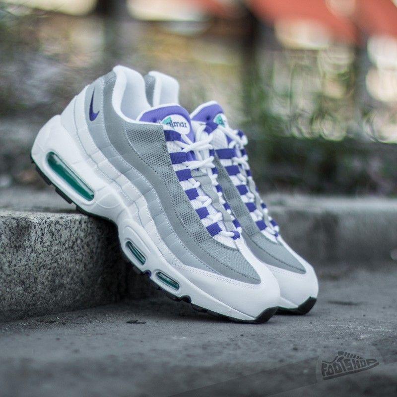 White and Purple Wolf Logo - Nike Air Max 95 OG White Court Purple Emerald Green Wolf Grey