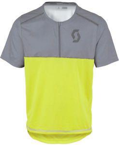 Grey and Green Q Logo - Scott Trail Flow Mel Q Zip Short Sleeve Mens Cycling Jersey