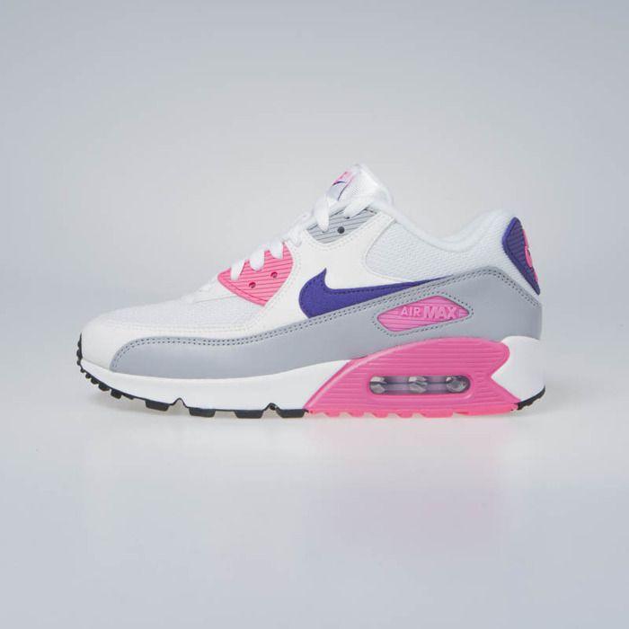 White and Purple Wolf Logo - Nike WMNS Air Max 90 White Court Purple Wolf Grey 325213 136