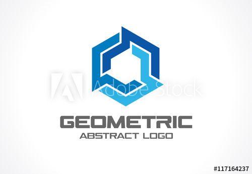 Hexagon Blue Bank Logo - Abstract business company logo. Corporate identity design element