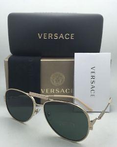 Grey and Green Q Logo - New VERSACE Sunglasses VE 2167 Q 1252 71 Gold Aviator Frames W Grey