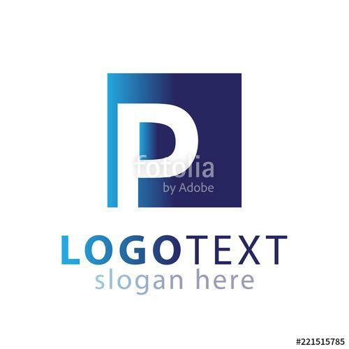 Square in a Blue P Logo - P letter in square logo icon vector template Stock image