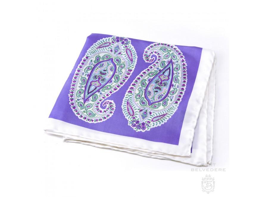 Square in a Blue P Logo - Silk Pocket Square in Light Purple Violet, Blue, green & White with ...