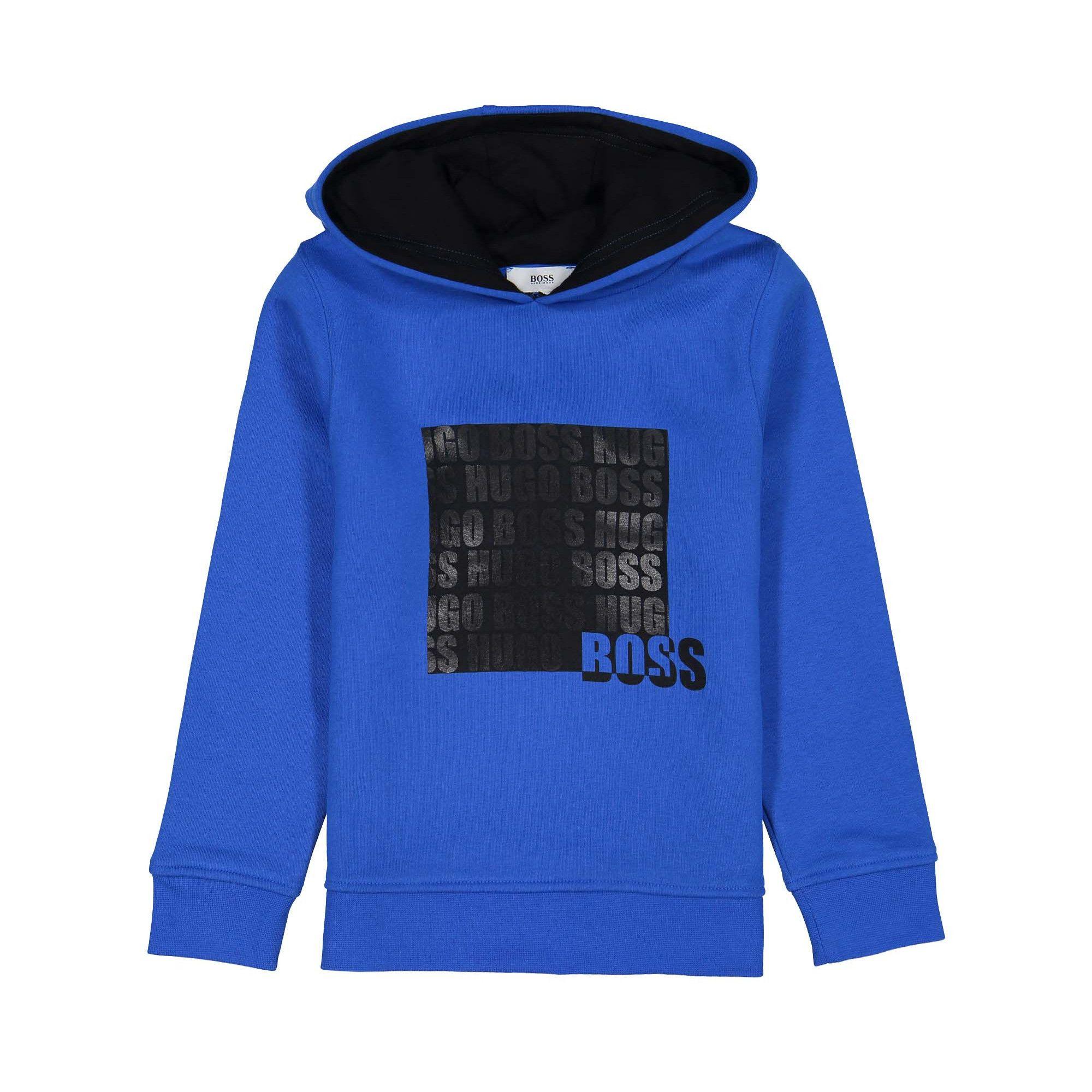 Square in a Blue P Logo - BOSS Boys Square Logo Hoodie in Blue