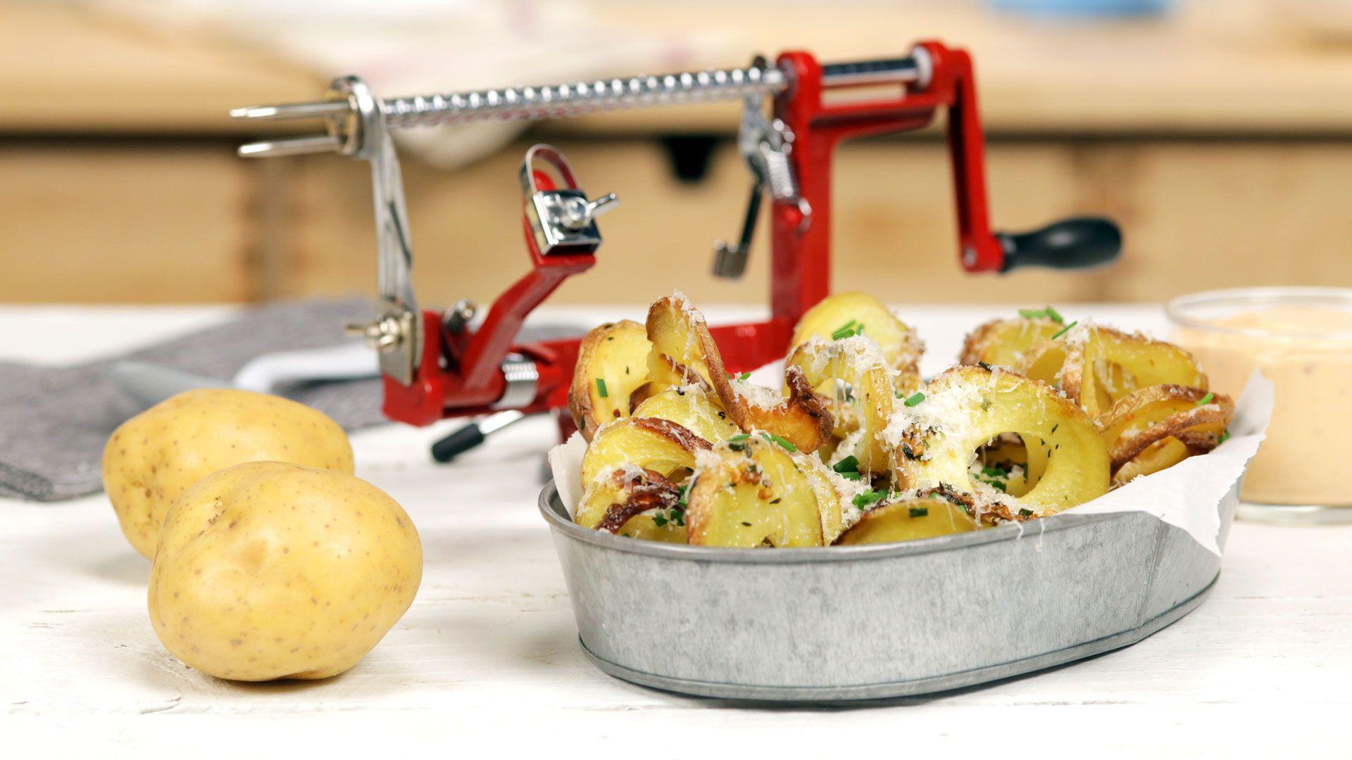 Potato Swirl Logo - Crispy Roasted Spiral Potatoes Recipe