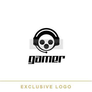 Headphones Logo - Gamer logo with headphones and mic