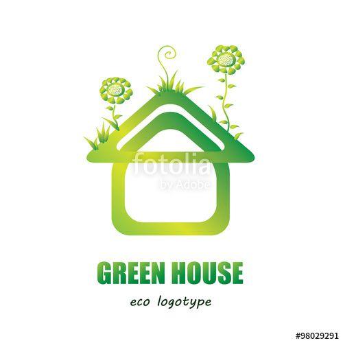 Green Flower Shape of Logo - Green house vector logo house icon/ green energy concept