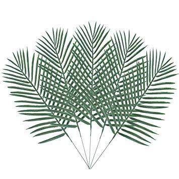 Green Flower Shape of Logo - Warmter 10PCS Artificial Palm Tree Faux Plastics Leaves