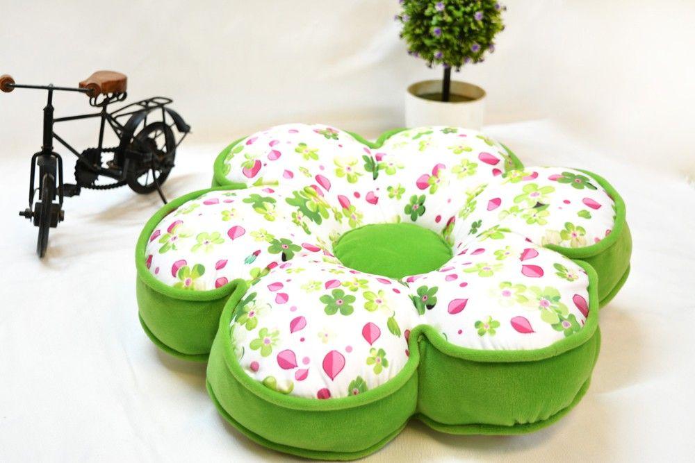 Green Flower Shape of Logo - Stybuzz Cute Green Flower Shape Cushion