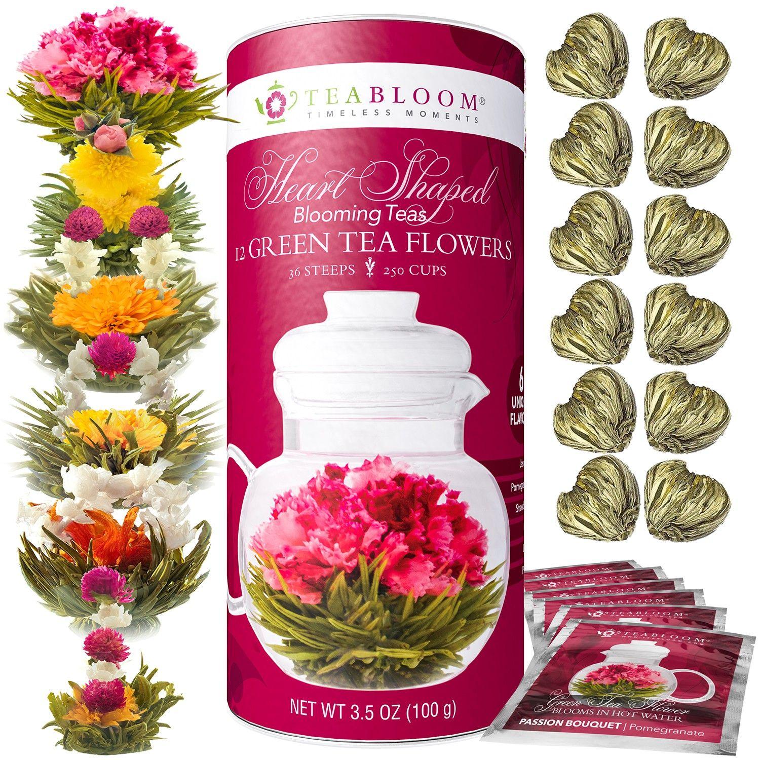Green Flower Shape of Logo - Heart Shaped Blooming Tea | Valentine Flowering Tea | Teabloom