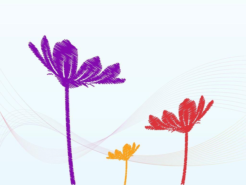 Crayon Flower Logo - Sketchy Flowers Vector Art & Graphics