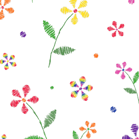 Crayon Flower Logo - Crayon Flowers Rainbow wallpaper - wickedrefined - Spoonflower