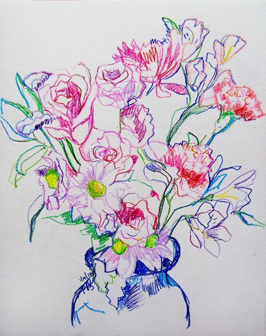Crayon Flower Logo - Carol Steinberg. Crayon Line Flowers (R)