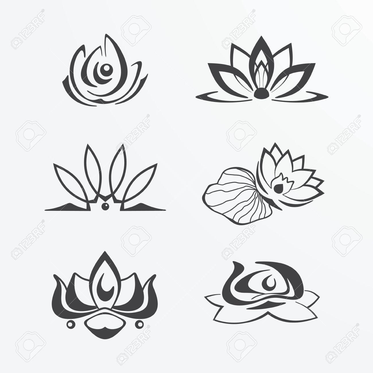 Crayon Flower Logo - lotus flower white tattoo