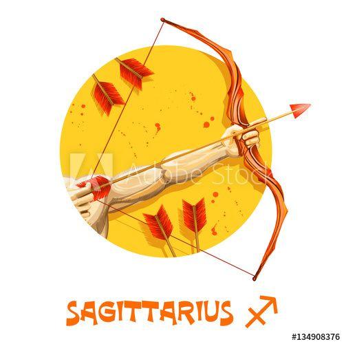 Fire Element Logo - Creative digital illustration of astrological sign Sagittarius