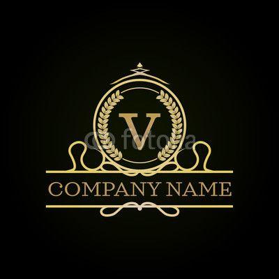Golden V Logo - Royal Luxury Style Golden Logo Design With Letter V Inside Sticker
