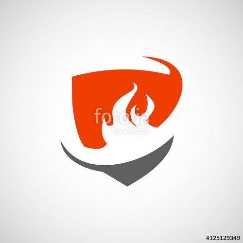 Fire Element Logo - Emblem with fire element and shield