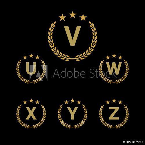 Golden V Logo - Golden star Laurel wreath. Laurel wreath logo icon with capital ...