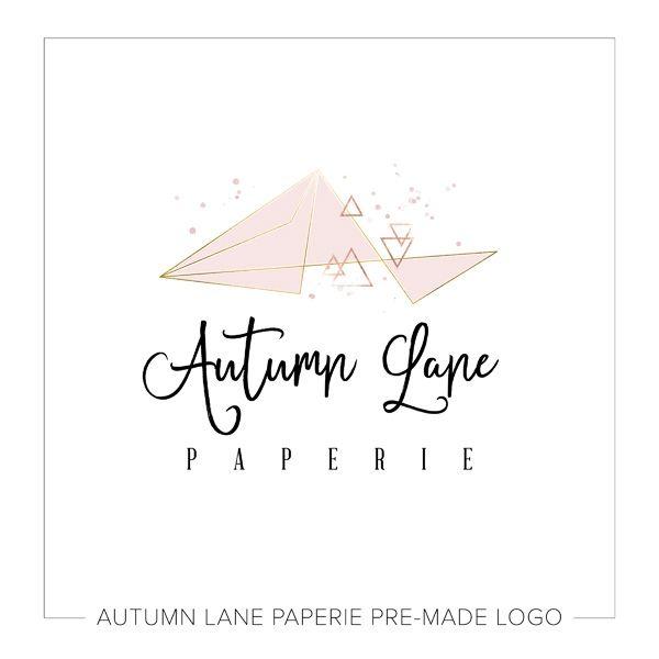 Gold Triangle Logo - Abstract Geometric Logo with Pink & Rose Gold Triangles L99. Autumn