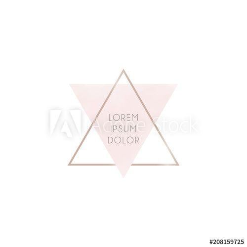 Gold Triangle Logo - Minimalistic abstract logo from pink and gold triangles. Gentle