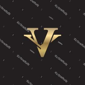 Golden V Logo - Golden Monogram Logo Curved Oval Shape