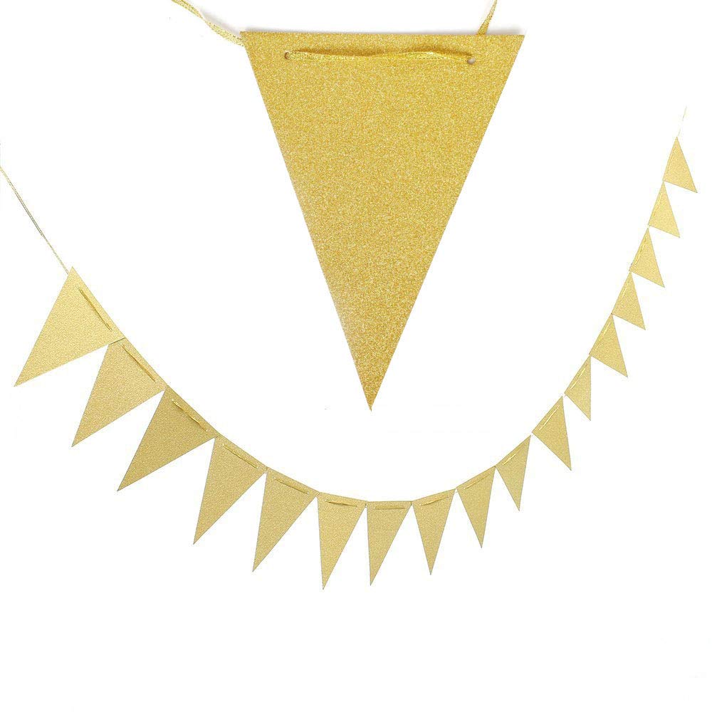 Gold Triangle Logo - Feet Vintage Double Sided Glitter Gold Triangle Flag