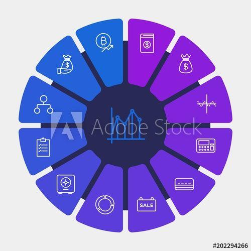 Purple Circle Bank Logo - business, money, charts Infographic Circle outline Icons Set ...