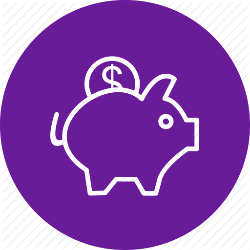 Purple Circle Bank Logo - Finance, money, piggy bank, savings icon