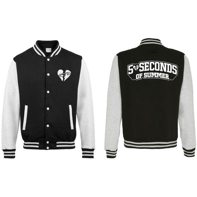 5 Seconds of Summer Black and White Logo - Seconds of Summer Men's Varsity 5sos Jacket Black