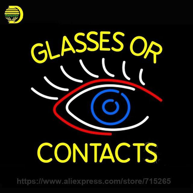 Cool Eye Logo - Neon Sign Glasses Or Contacts Eye Logo Neon Light Glass Tube Arcade ...