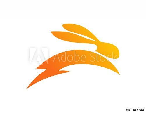 Running Rabbit Logo - abstract Rabbit Vector logo, hare running symbol icon this