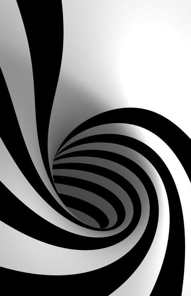 Black and White Spiral Logo - Framed Print and White Spiral Hole Poster Picture Optical