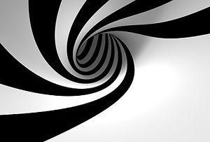 Black and White Spiral Logo - Framed Print and White Spiral Hole Poster Picture Optical