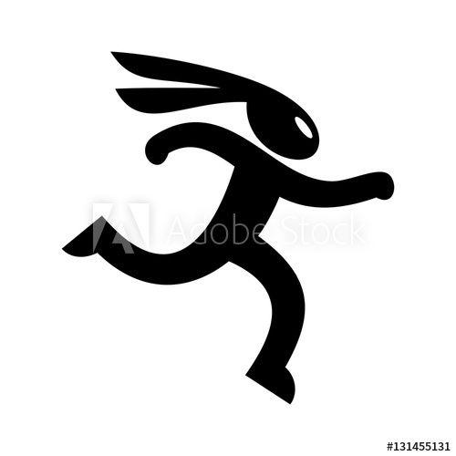 Running Rabbit Logo - rabbit logo vector. running rabbit. Logo design template with bunny ...
