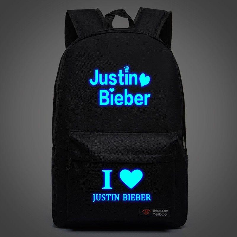 Love Galaxy Logo - Justin Bieber School Galaxy Backpack I Love Justin Bieber Logo Glow ...