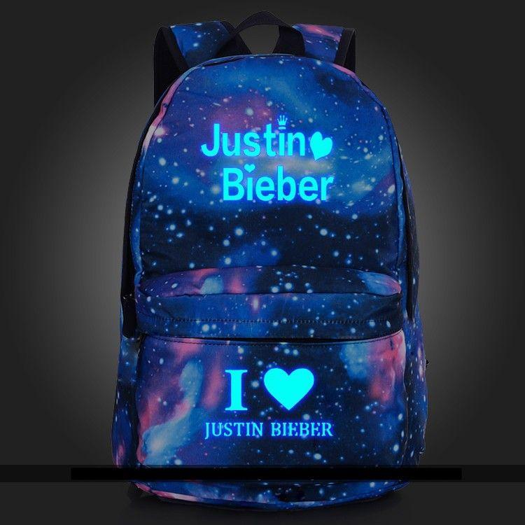 Love Galaxy Logo - Justin Bieber School Galaxy Backpack I Love Justin Bieber Logo Glow ...