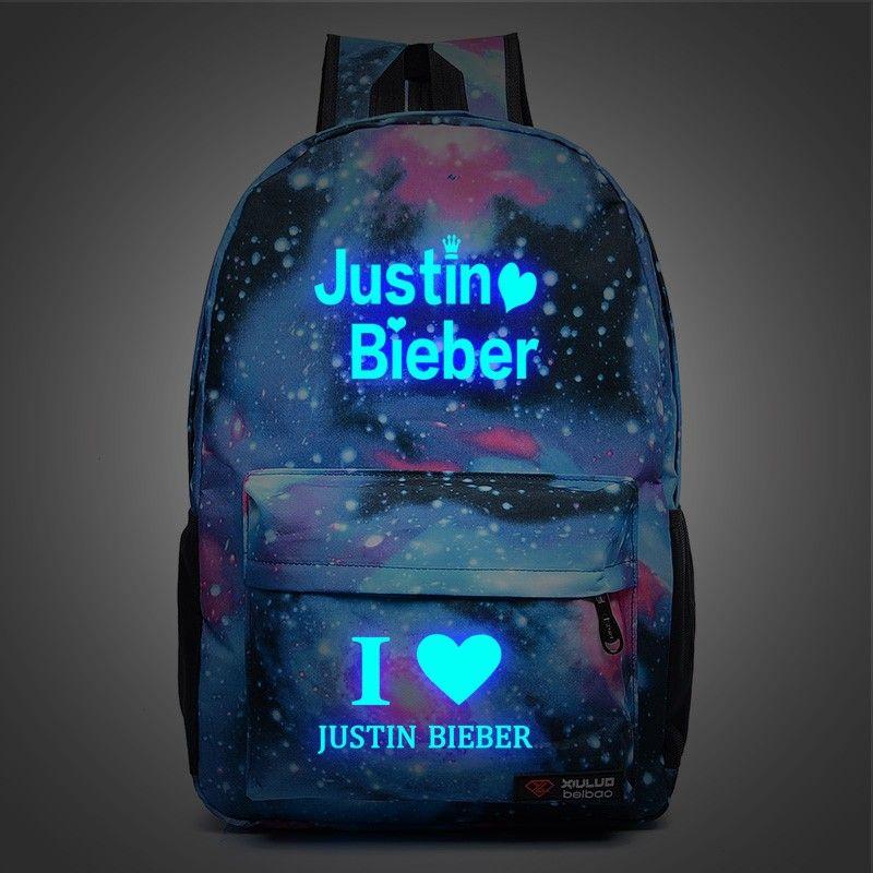 Love Galaxy Logo - Justin Bieber School Galaxy Backpack I Love Justin Bieber Logo Glow