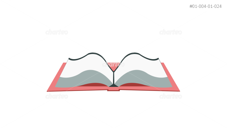 Red Open Book Logo - Open book with red hard cover - flat design